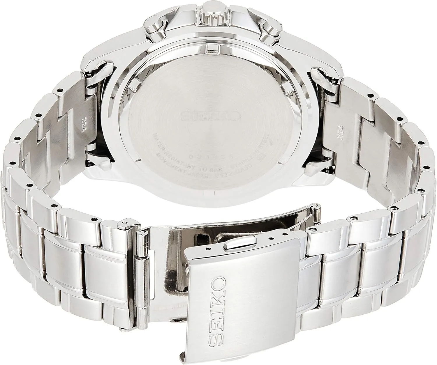 Water-Resistant to 100m SEIKO SSC141 Watch for Men - Blue Dial remainder with Solar Chronograph, Date Calendar, and LumiBrite Hands, Stainless Steel and 