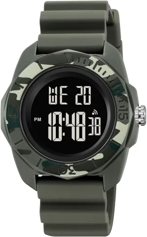 Waterproof 50M Wristwatch with series Stopwatch, Alarm, EL Backlight, Large Dial Outdoor Military-Style Digital Watch for Men, Multifunction 
