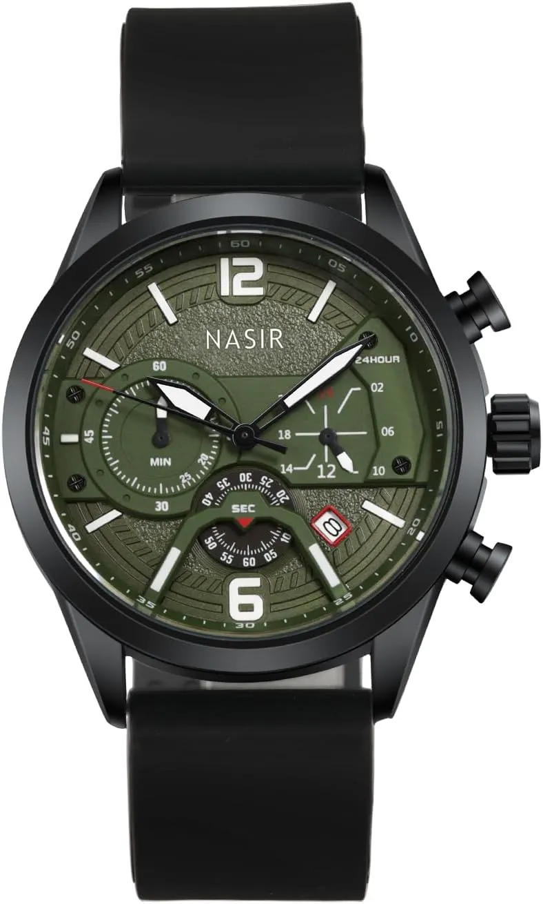 Waterproof Army Tactical Casual Wristwatch Nasir cling performance designation hurl Mens Watches Military Sport Silicone Strap Stylish Luminous Chronograph Watch for Men 
