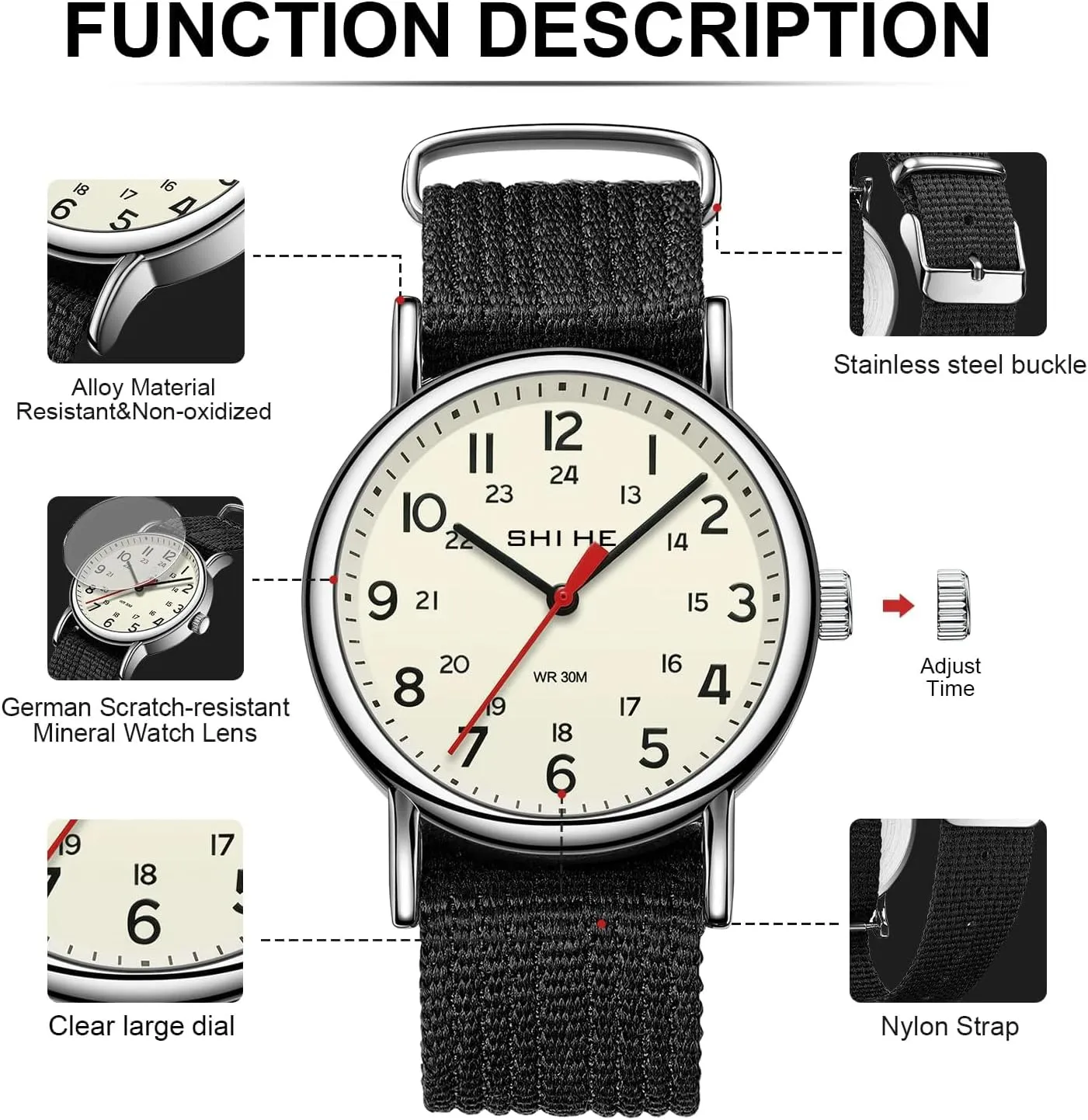 Waterproof Casual Wristwatch Gosasa Men��s Quartz Analog Easy to Read Military Watches Sport Textile Nylon Strap Stylish commonsense Men Watch Fashion Tactical Field 
