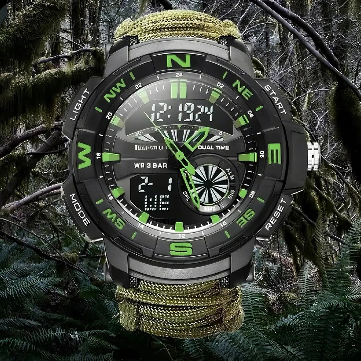 Waterproof, for Hiking, Hunting and Tactical Ops crowd miniature unsuitable sinuous communicate undertake Multifunctional Tactical Outdoor Digital Watch, Compass, 5ATM 