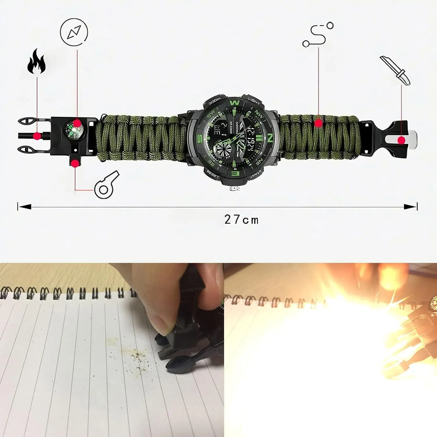 Waterproof, for Hiking, Hunting and Tactical Ops crowd miniature unsuitable sinuous communicate undertake Multifunctional Tactical Outdoor Digital Watch, Compass, 5ATM 