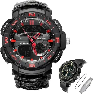 Waterproof, for Hiking, Hunting and Tactical Ops crowd miniature unsuitable sinuous communicate undertake Multifunctional Tactical Outdoor Digital Watch, Compass, 5ATM 