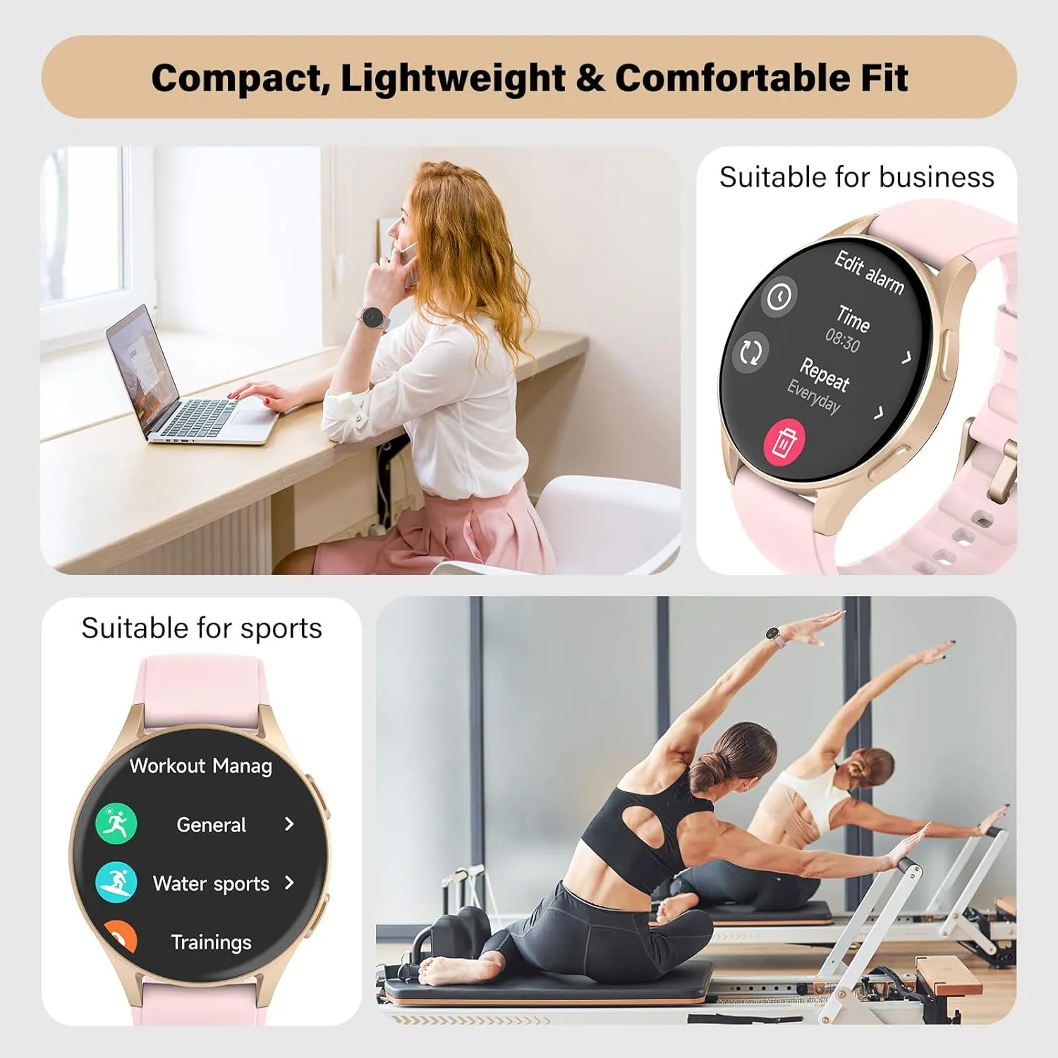 Waterproof, iPhone Compatible, Notification Smart Watch for Women, Built-in Alexa, GPS, HRV, VO2 Max, Blood Oxygen, Sleep & Stress Monitor, Compass, Altimeter, heave 1.32" AMOLED, Fitness & Women��s Health, 