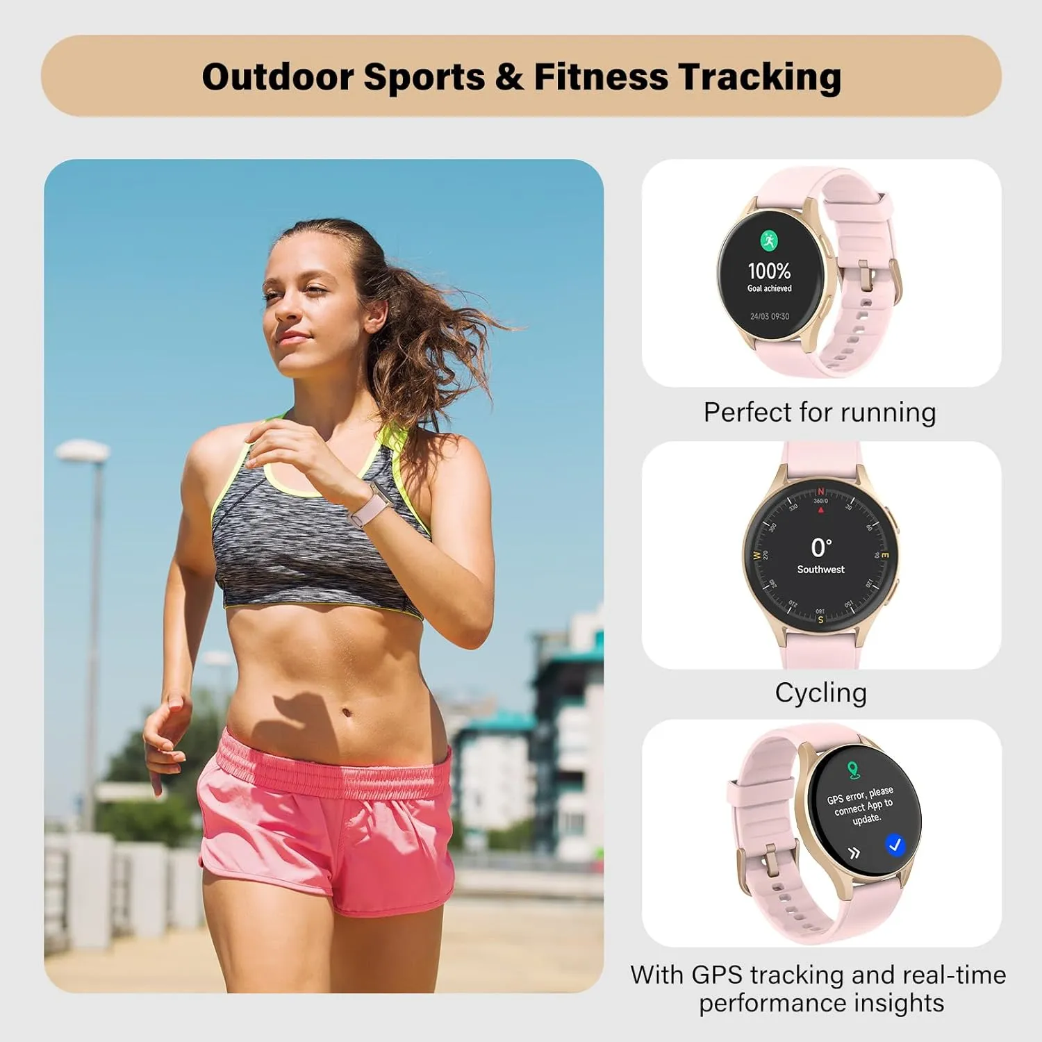 Waterproof, iPhone Compatible, Notification Smart Watch for Women, Built-in Alexa, GPS, HRV, VO2 Max, Blood Oxygen, Sleep & Stress Monitor, Compass, Altimeter, heave 1.32" AMOLED, Fitness & Women��s Health, 