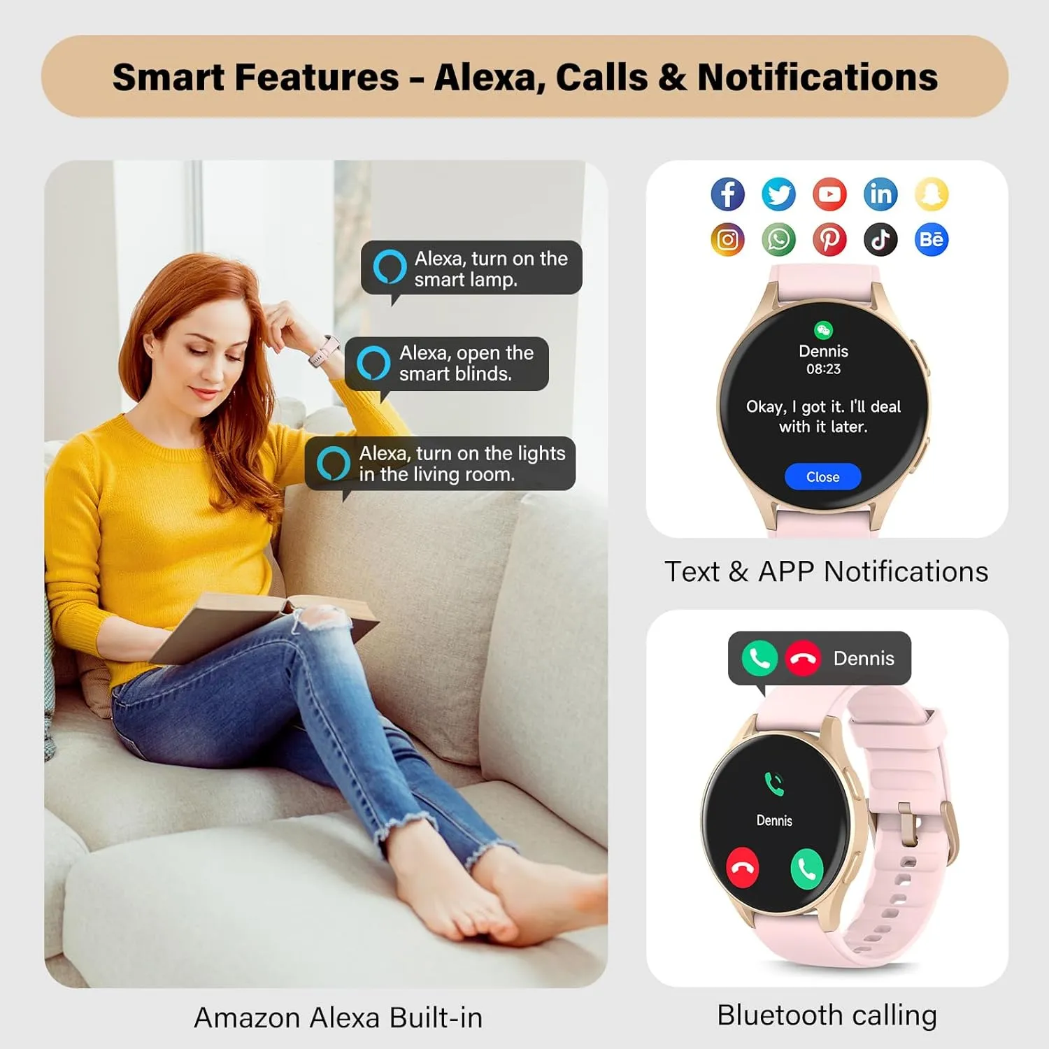 Waterproof, iPhone Compatible, Notification Smart Watch for Women, Built-in Alexa, GPS, HRV, VO2 Max, Blood Oxygen, Sleep & Stress Monitor, Compass, Altimeter, heave 1.32" AMOLED, Fitness & Women��s Health, 