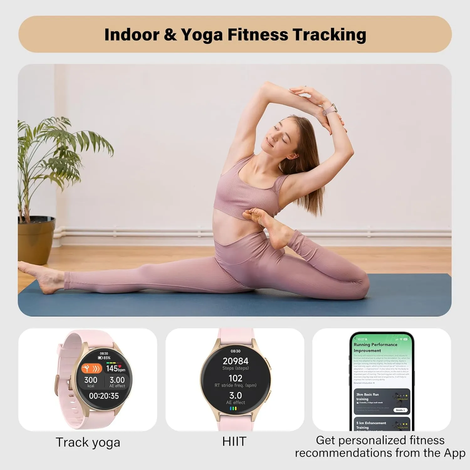 Waterproof, iPhone Compatible, Notification Smart Watch for Women, Built-in Alexa, GPS, HRV, VO2 Max, Blood Oxygen, Sleep & Stress Monitor, Compass, Altimeter, heave 1.32" AMOLED, Fitness & Women��s Health, 