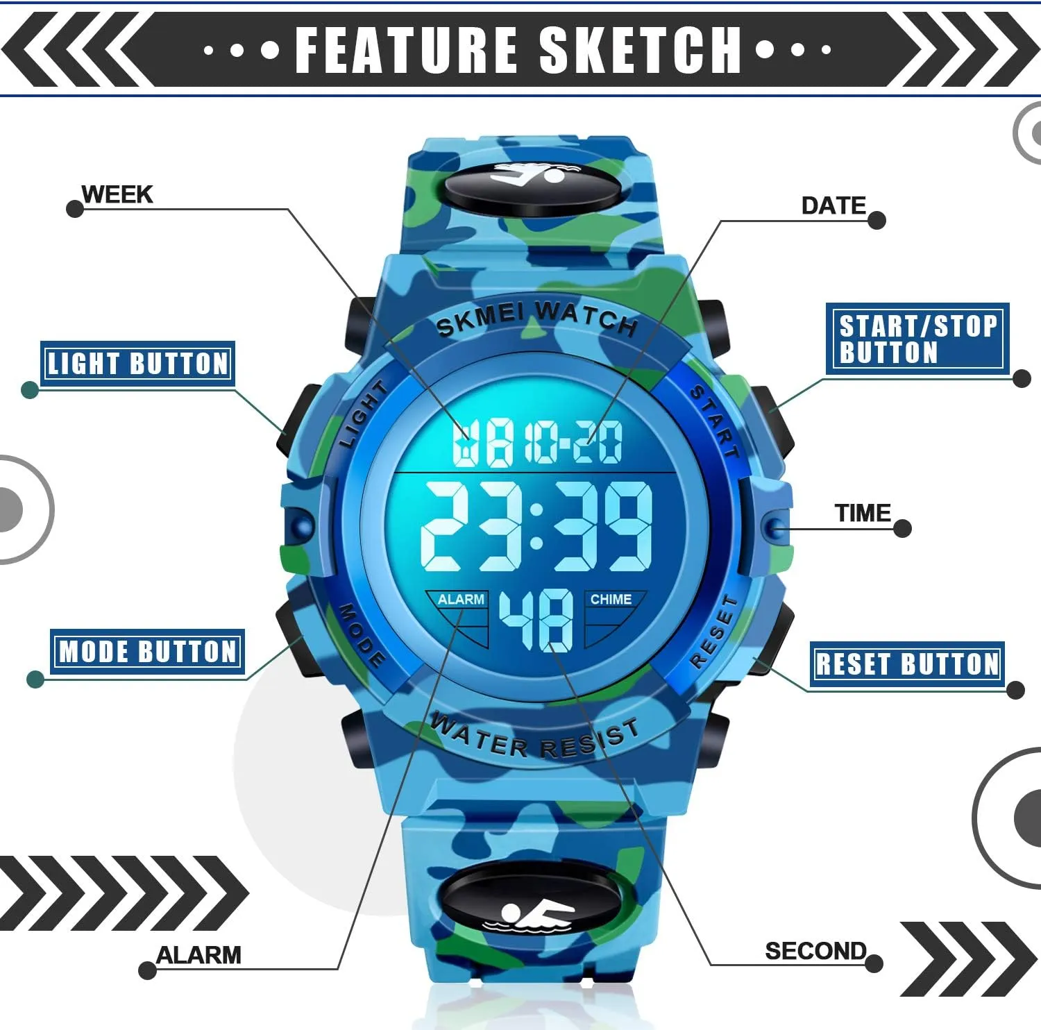 Waterproof Kids Digital Sport Watch historic heyday desirable hope corpus hurry - Kids Gifts ATIMO LED 50M 