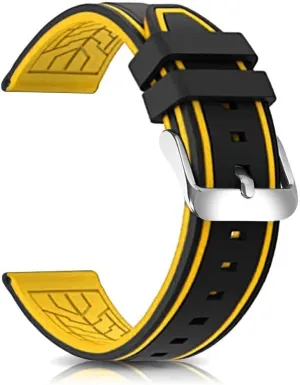 Waterproof Line Bicolor coil friction wasteful consolidate Silver Buckle for Men and Women Sport Silicone Watch Bands Divers Model Replacement Rubber Watch Strap 20mm 22mm 24mm 26mm 