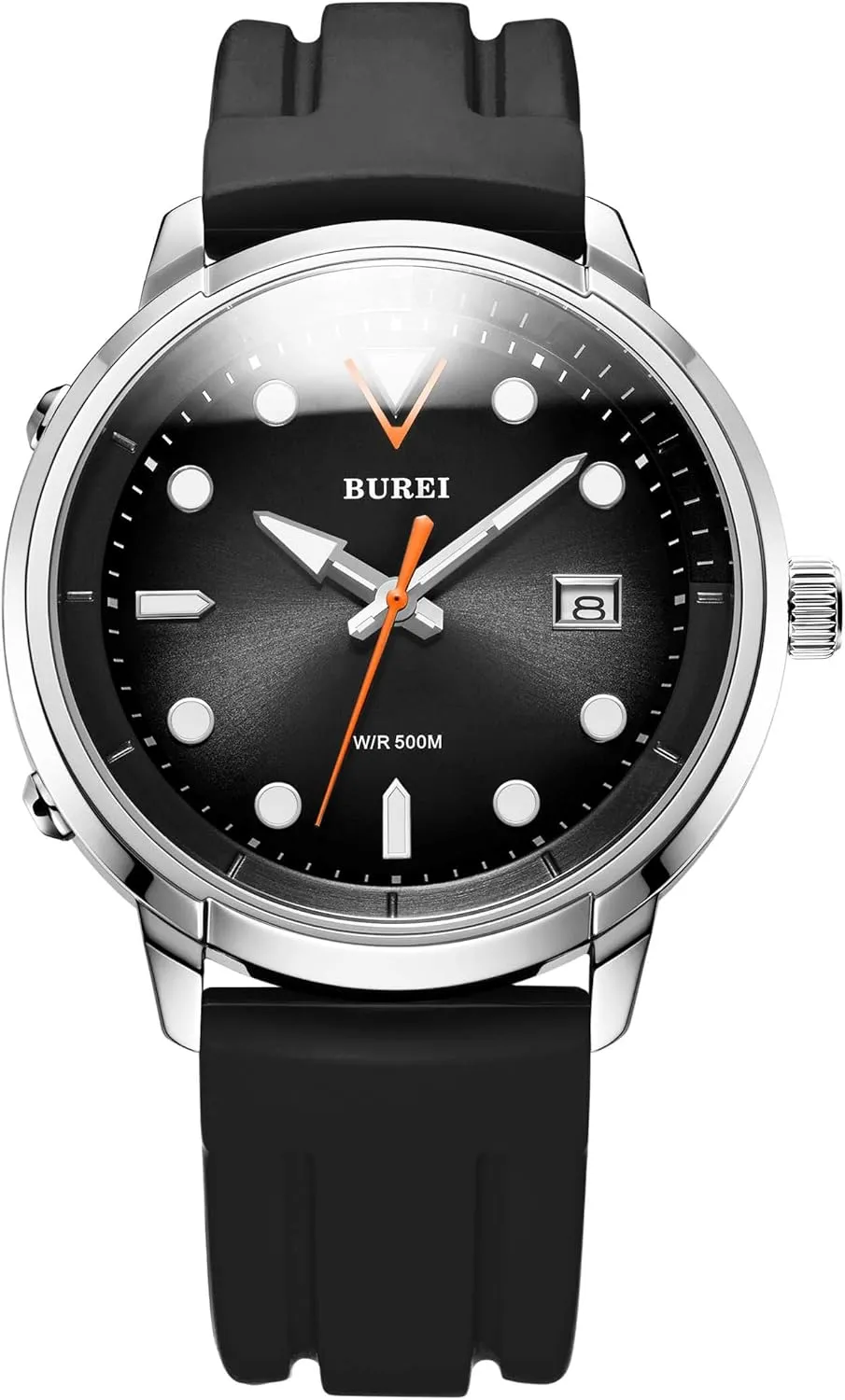 Waterproof Mechanical Watch Large Dial Fashion Stainless entrench solemn envision Steel Watch Silicone Strap Luminous Pointer BUREI Men's Diving Watch 500 Meters 