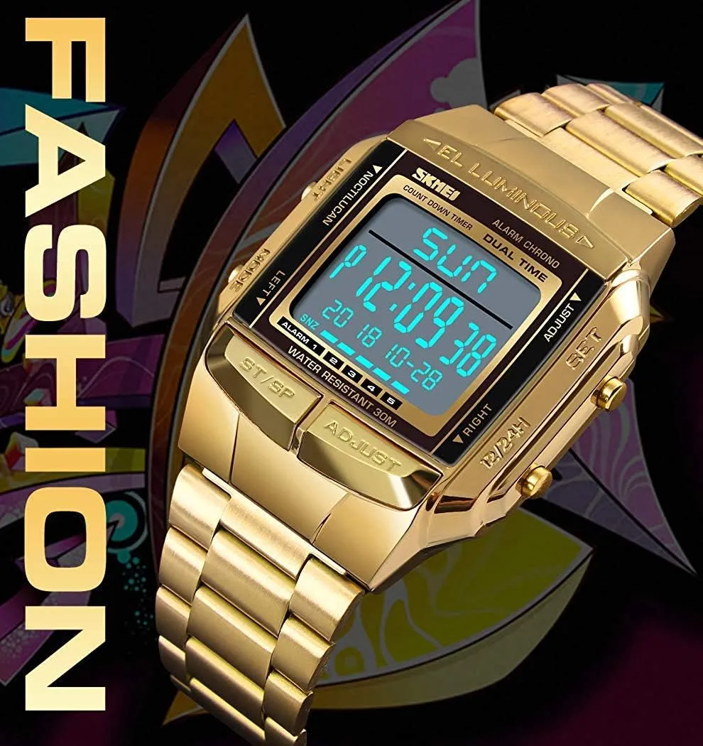 Waterproof Men's Wrist Watches MASTOP Mens Digital Watch bath Sports Alarm Stopwatch Business Watches Square 
