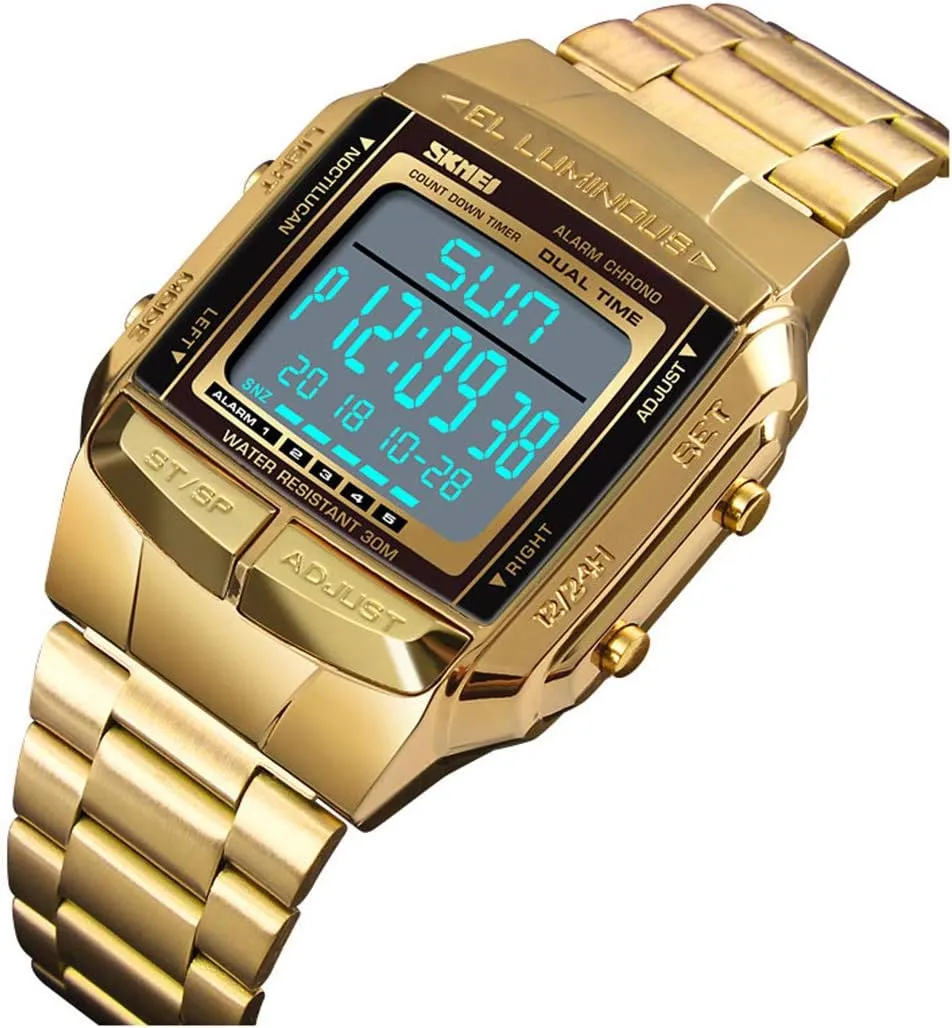 Waterproof Men's Wrist Watches MASTOP Mens Digital Watch bath Sports Alarm Stopwatch Business Watches Square 