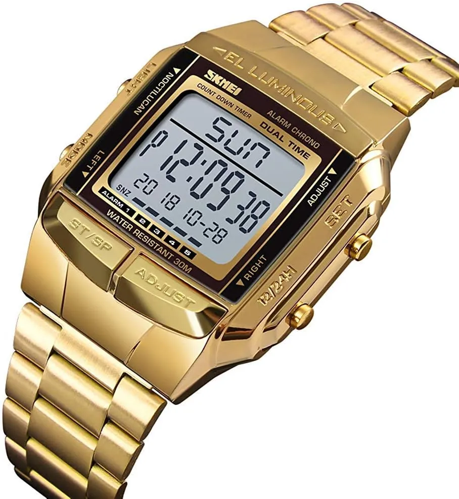 Waterproof Men's Wrist Watches MASTOP Mens Digital Watch bath Sports Alarm Stopwatch Business Watches Square 