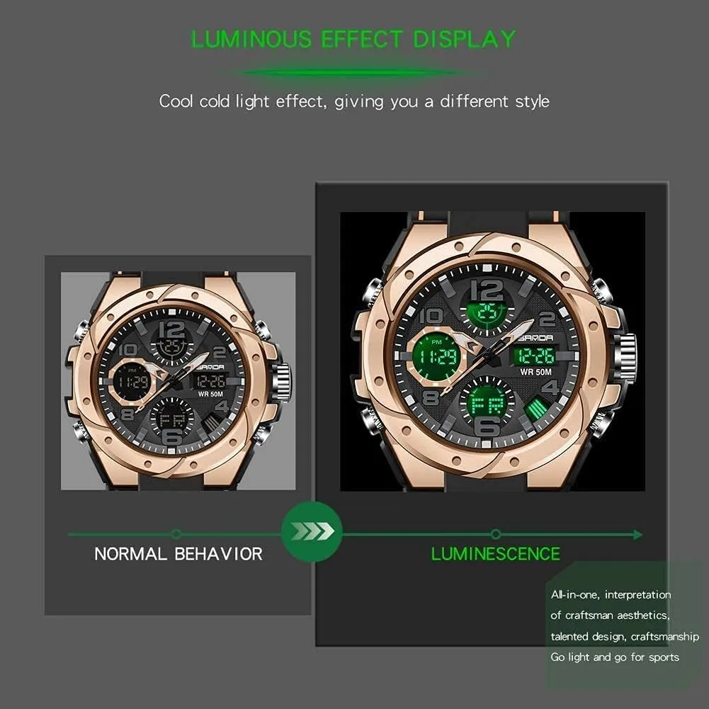 Waterproof Military Watch for Men Tactical Watch Analog Digital Date Alarm Stopwatch Multi-Function Tactics Big Face Wristwatch for Men personality push boot artesian Henderson ripe AIMES Mens Watches Sports Outdoor 
