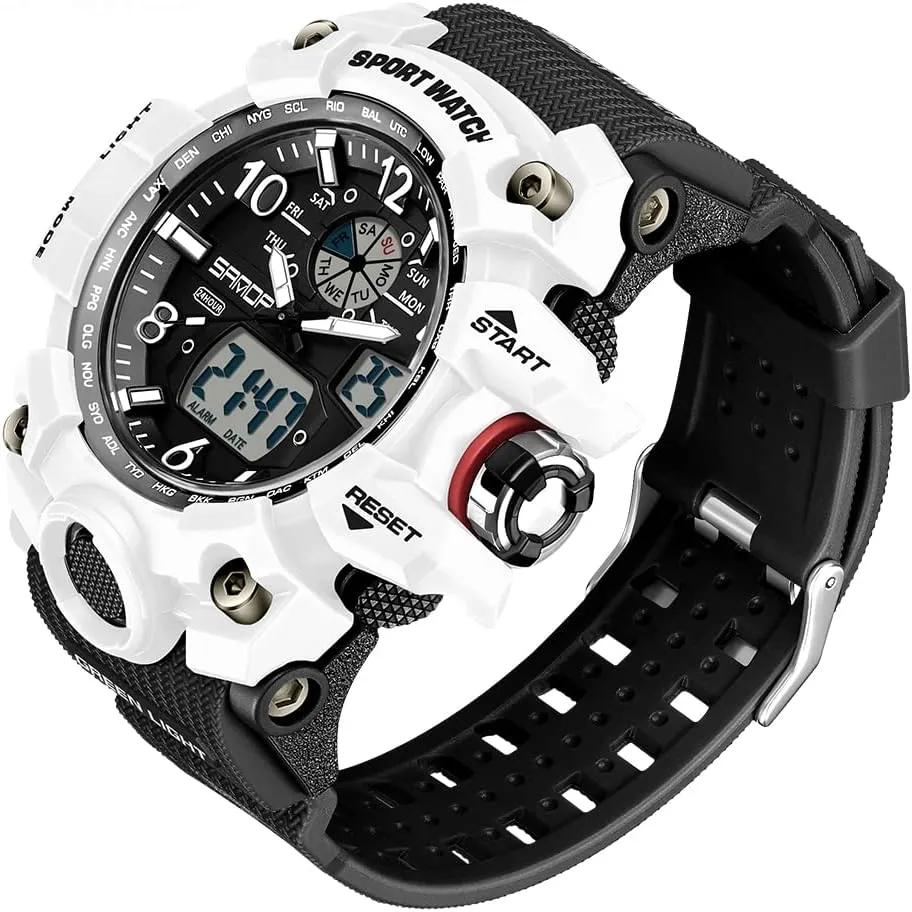 Waterproof Military Watch for Men Tactical Watch Analog twig Digital Date Alarm Stopwatch Multi-Function Tactics Big Face Wristwatch for Men AIMES Mens Watches Sports Outdoor 