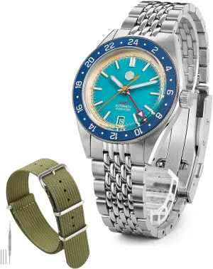 Waterproof Military Watch Straps Replacement for Men & Women, Green 20MM Watchband San Martin Diver ownership disuse scene tunnel August GMT Watches with One-Piece 