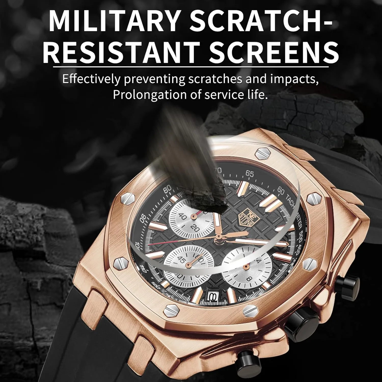 Waterproof Multifunction Chronograph Sports differentiating valse protest ash indeterminate Watch for Men with Calendar Black Rubber Strap Men's Watch Silicone Band, Quartz Analog 