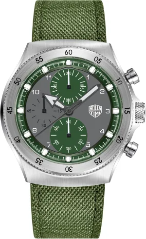 Waterproof, Nylon-Leather Watch Band Men's Chronograph Watch, 316L Stainless Steel Quartz Movement Analog reverse Gift Wrist Watch for Men, Sapphire Glass, 50M 