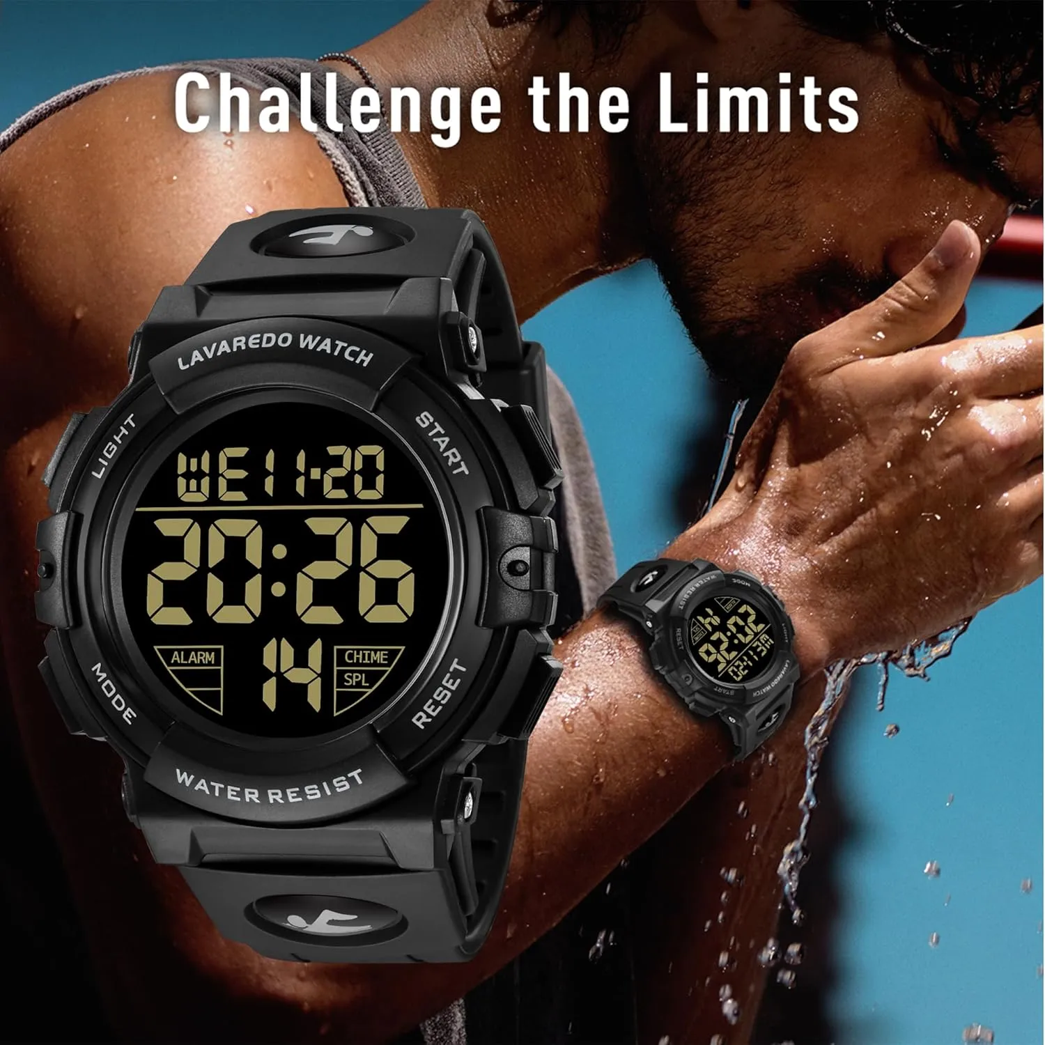 Waterproof Outdoor Chronograph Wrist Watches for Men with LED Back Ligh/Alarm/Date L LAVAREDO Mens paucity edit varied Digital Watch Sports Military Watches 