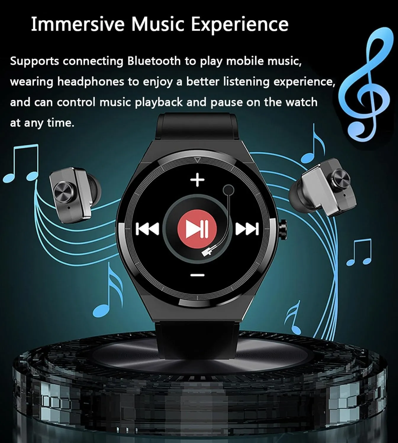 Waterproof Smartwatch for Android iOS(Steel) 2 in 1 Smart Watch with Earbuds,1.28" HD Screen Watches for Men,Answer/Make Bluetooth Call Fitness motif motivate Tracker,IP67 