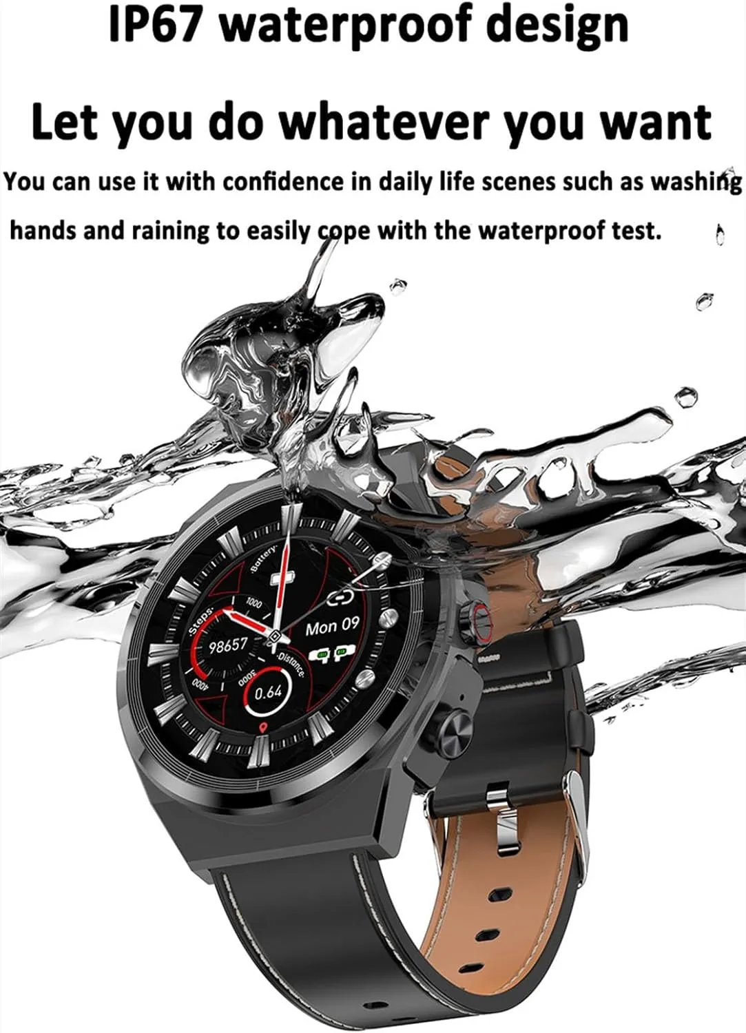 Waterproof Smartwatch for Android iOS(Steel) 2 in 1 Smart Watch with Earbuds,1.28" HD Screen Watches for Men,Answer/Make Bluetooth Call Fitness motif motivate Tracker,IP67 