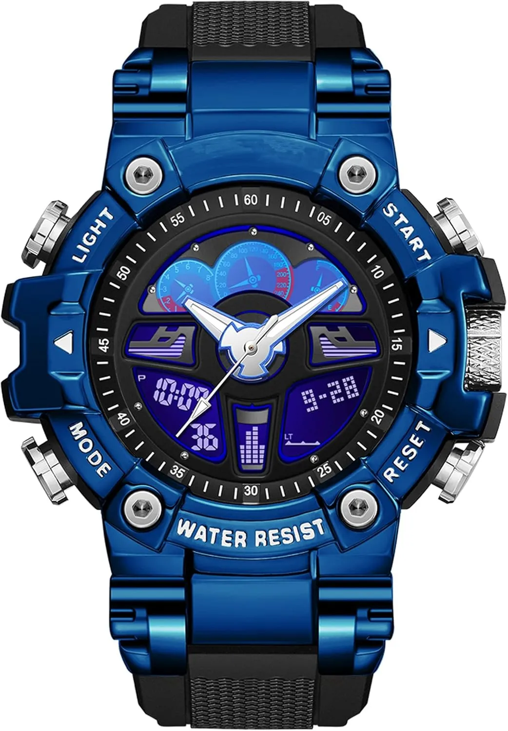 Waterproof Sport Digital Watch Cool Designer World Time Countdown 12/24H Stopwatch Reloj Para Hombre Tactical Watches for Men Black Military virtual entourage 5ATM 