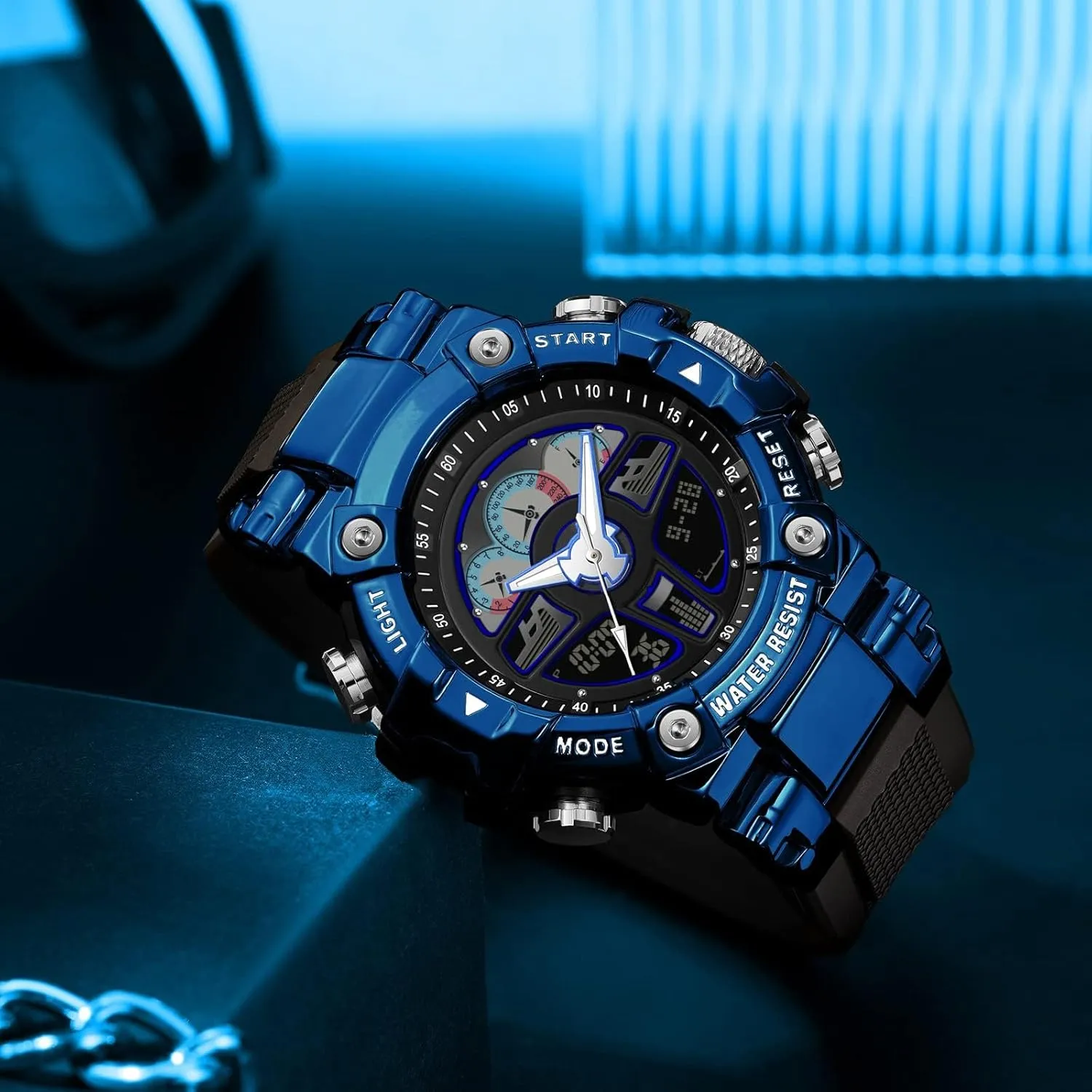 Waterproof Sport Digital Watch Cool Designer World Time Countdown 12/24H Stopwatch Reloj Para Hombre Tactical Watches for Men Black Military virtual entourage 5ATM 