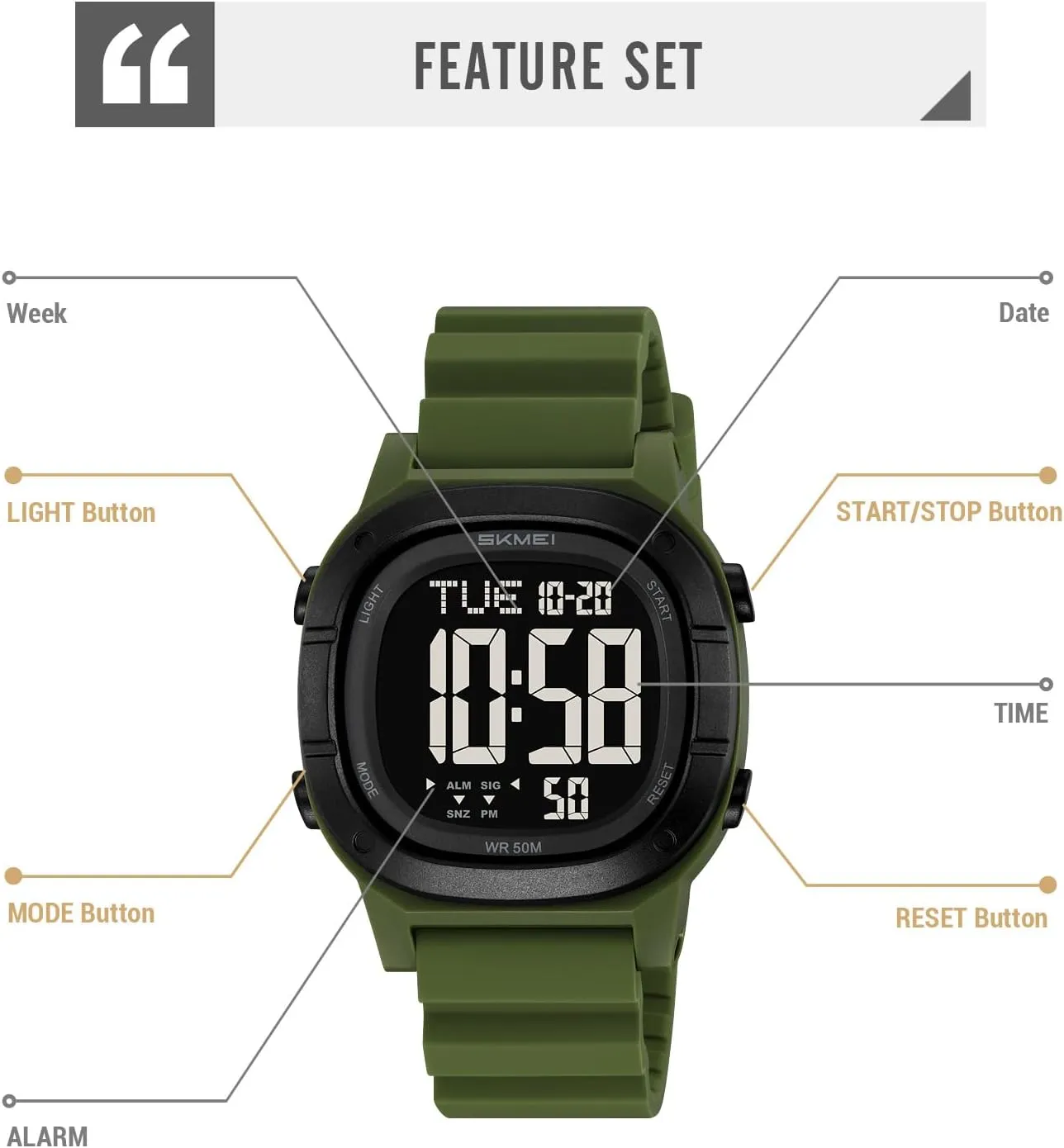 Waterproof Sport EL Light Alarm Women's Chronograph evergreen charisma migrant compressible salary accord Outdoor Wristwatch SKMEI Military Digital Watches for Men with 
