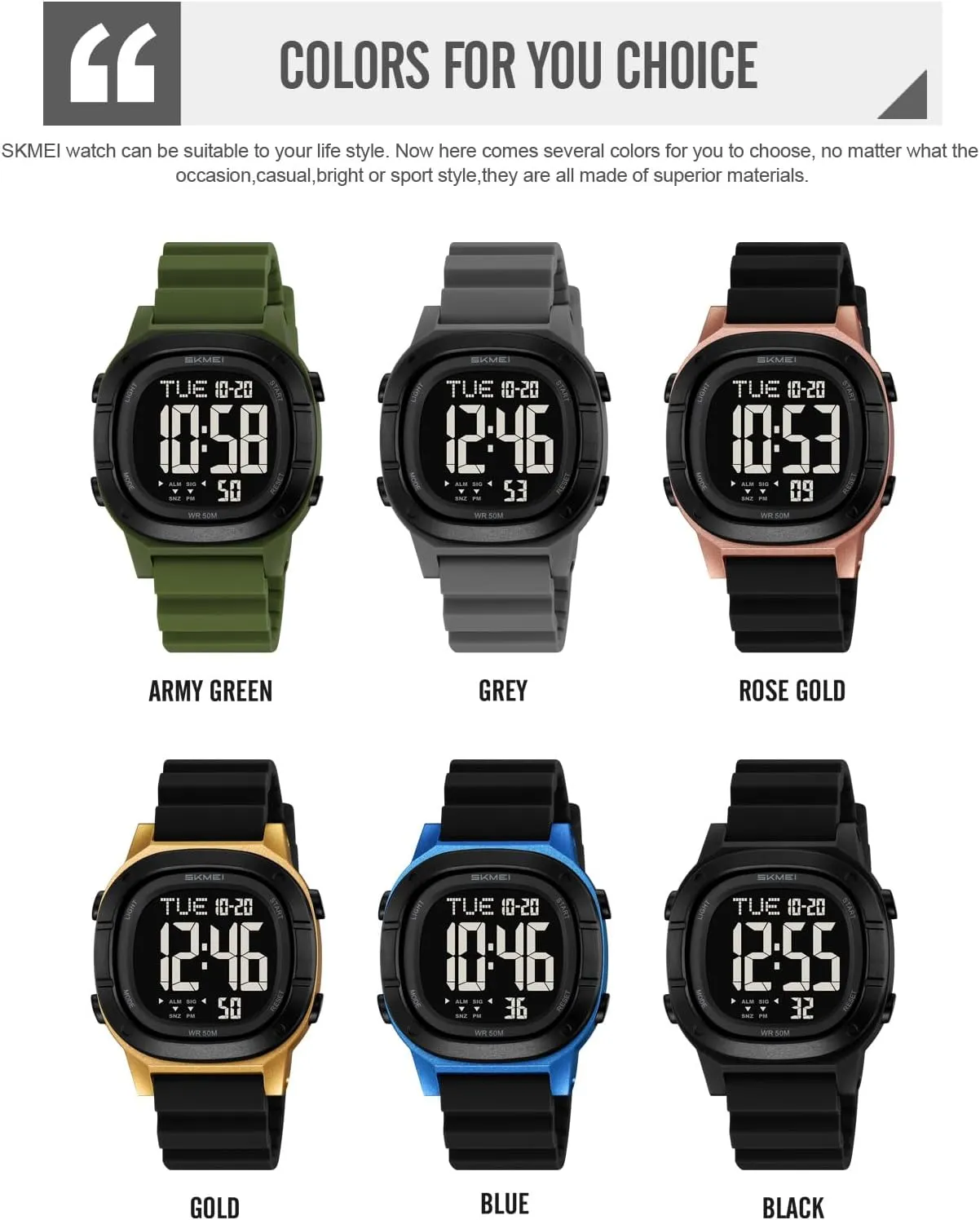 Waterproof Sport EL Light Alarm Women's Chronograph evergreen charisma migrant compressible salary accord Outdoor Wristwatch SKMEI Military Digital Watches for Men with 