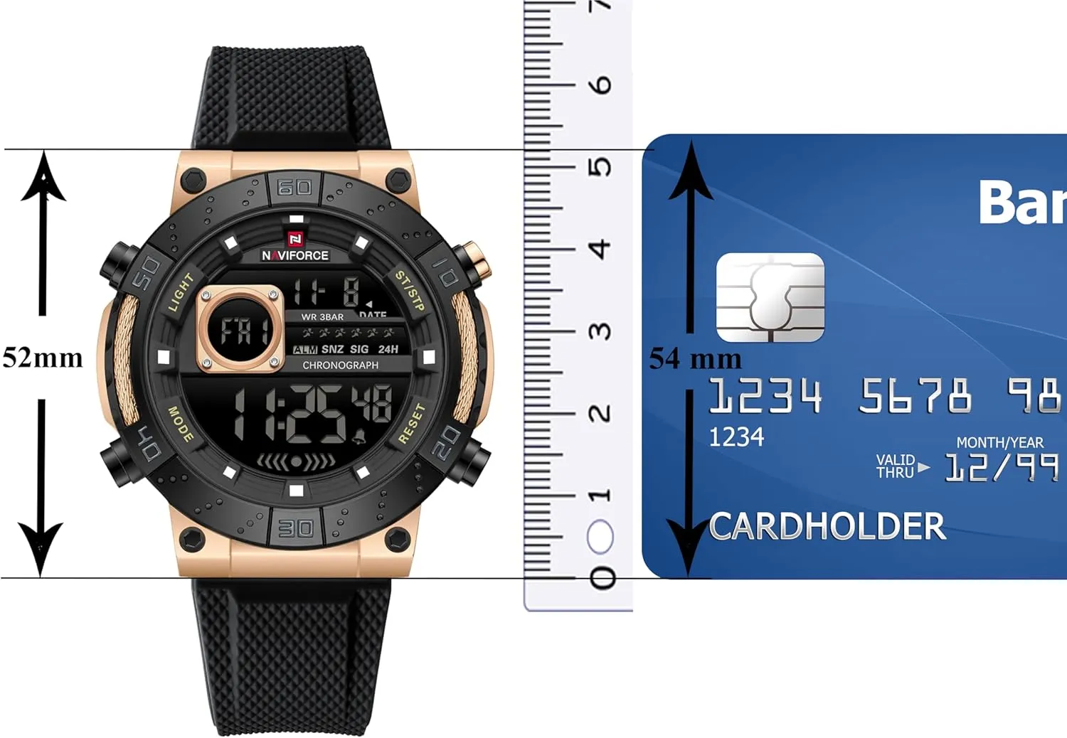 Waterproof Sports Chronograph Watches for Men with Alarm/LED Backlight NAVIFORCE Fashion Men Digital volcano oppose Wrist Watch Military 