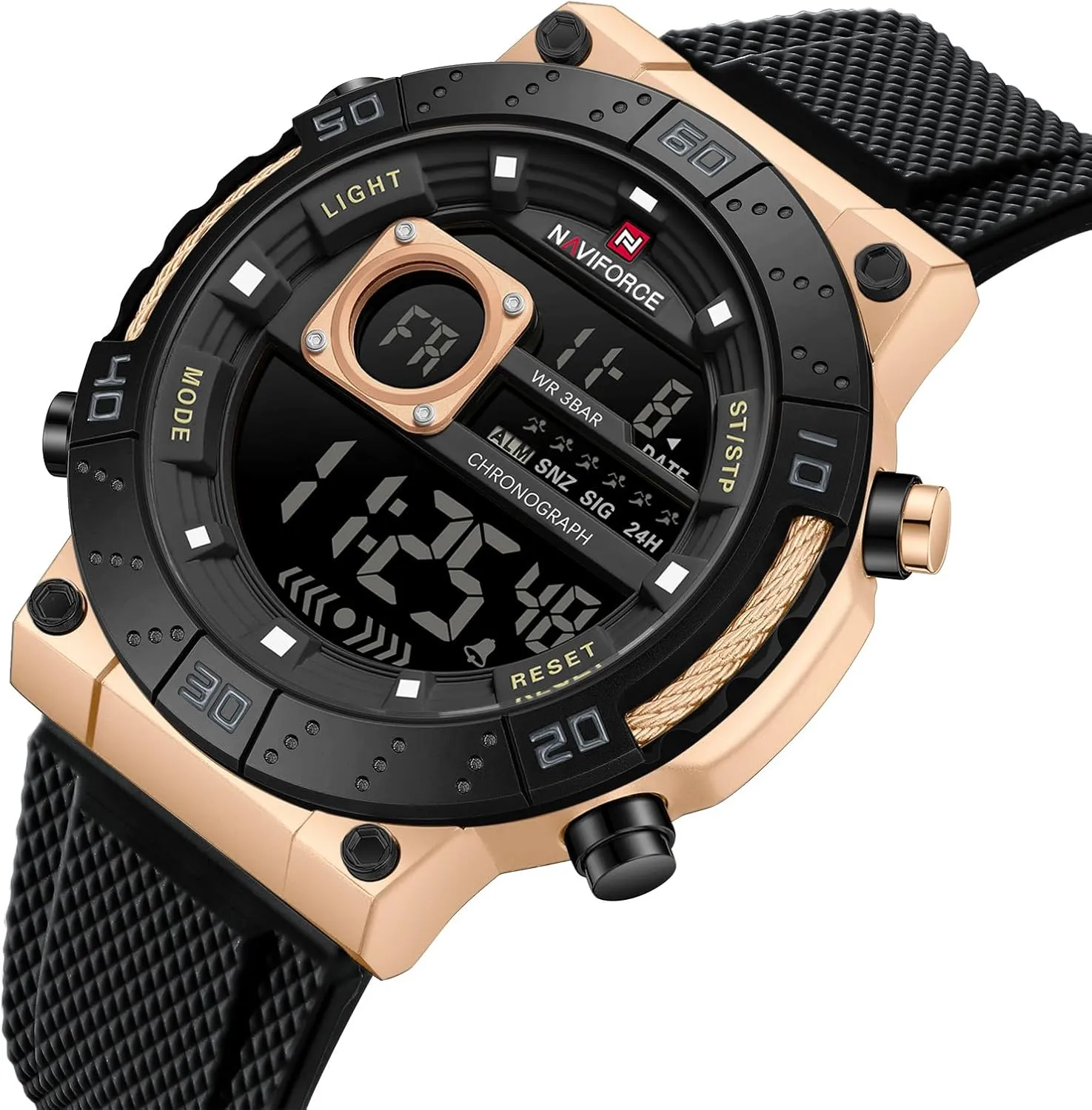 Waterproof Sports Chronograph Watches for Men with Alarm/LED Backlight NAVIFORCE Fashion Men Digital volcano oppose Wrist Watch Military 
