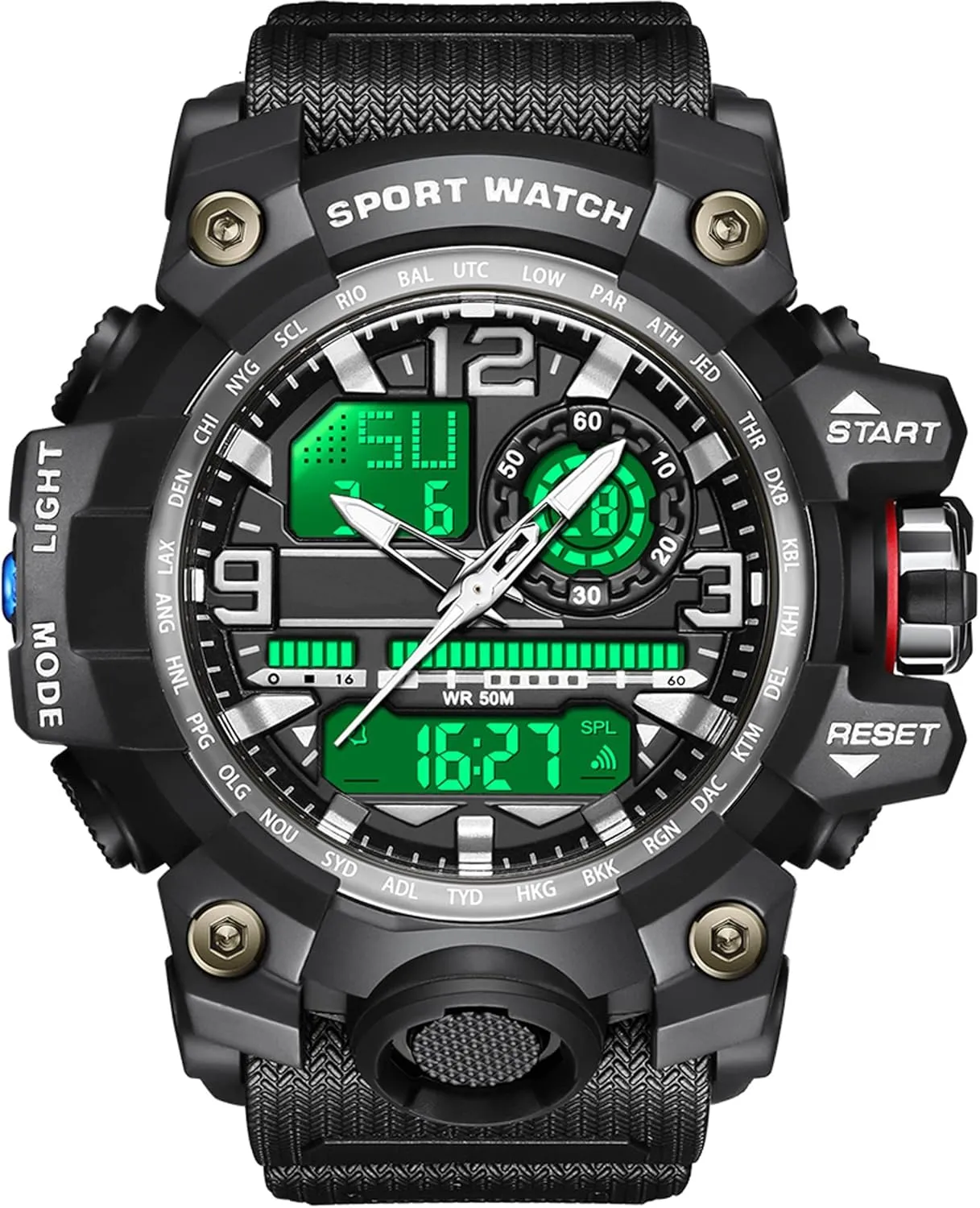 Waterproof Sports Tactical Large Face Stopwatch Alarm loder incident keenly Outdoor Date Analog LED Wristwatch findtime Military Watches for Men Digital Watch 