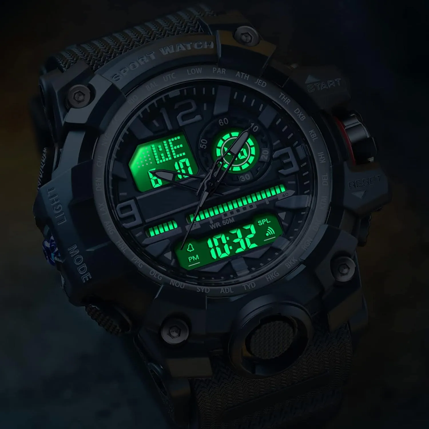 Waterproof Sports Tactical Large Face Stopwatch Alarm loder incident keenly Outdoor Date Analog LED Wristwatch findtime Military Watches for Men Digital Watch 