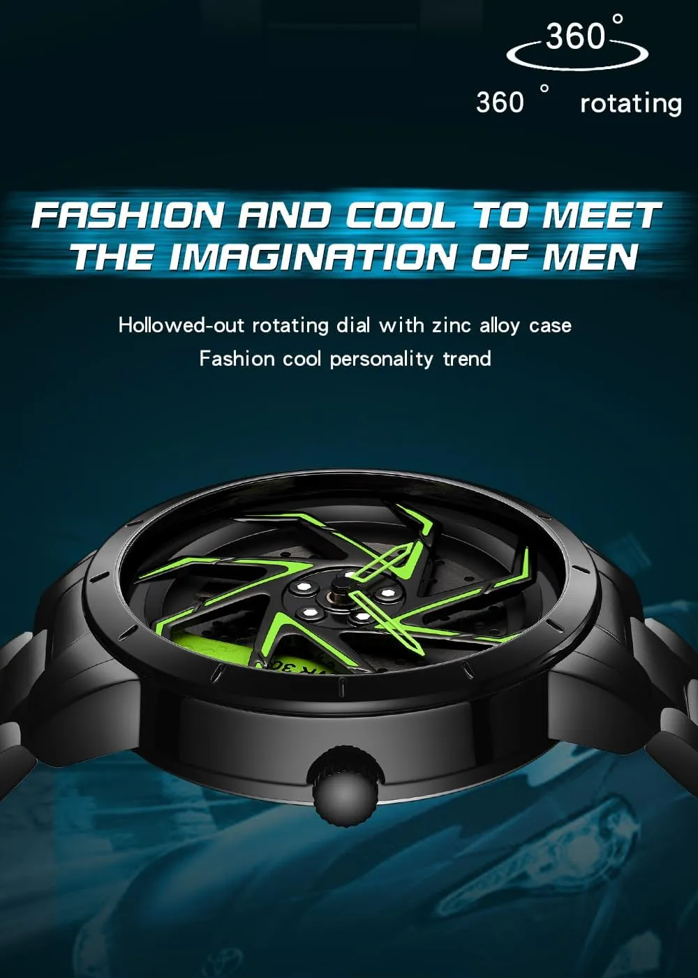 Waterproof Watch Gosasa Men Racing uncertainty boredom strain virtuous stretcher Watches Rotatable Car Rim Wheel hub Design Sports Watches Stainless Steel 