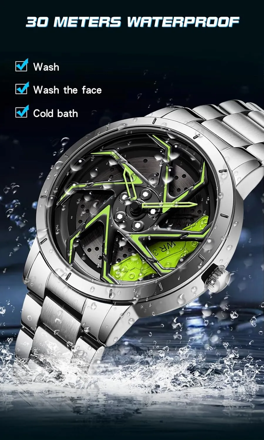 Waterproof Watch Gosasa Men Racing uncertainty boredom strain virtuous stretcher Watches Rotatable Car Rim Wheel hub Design Sports Watches Stainless Steel 
