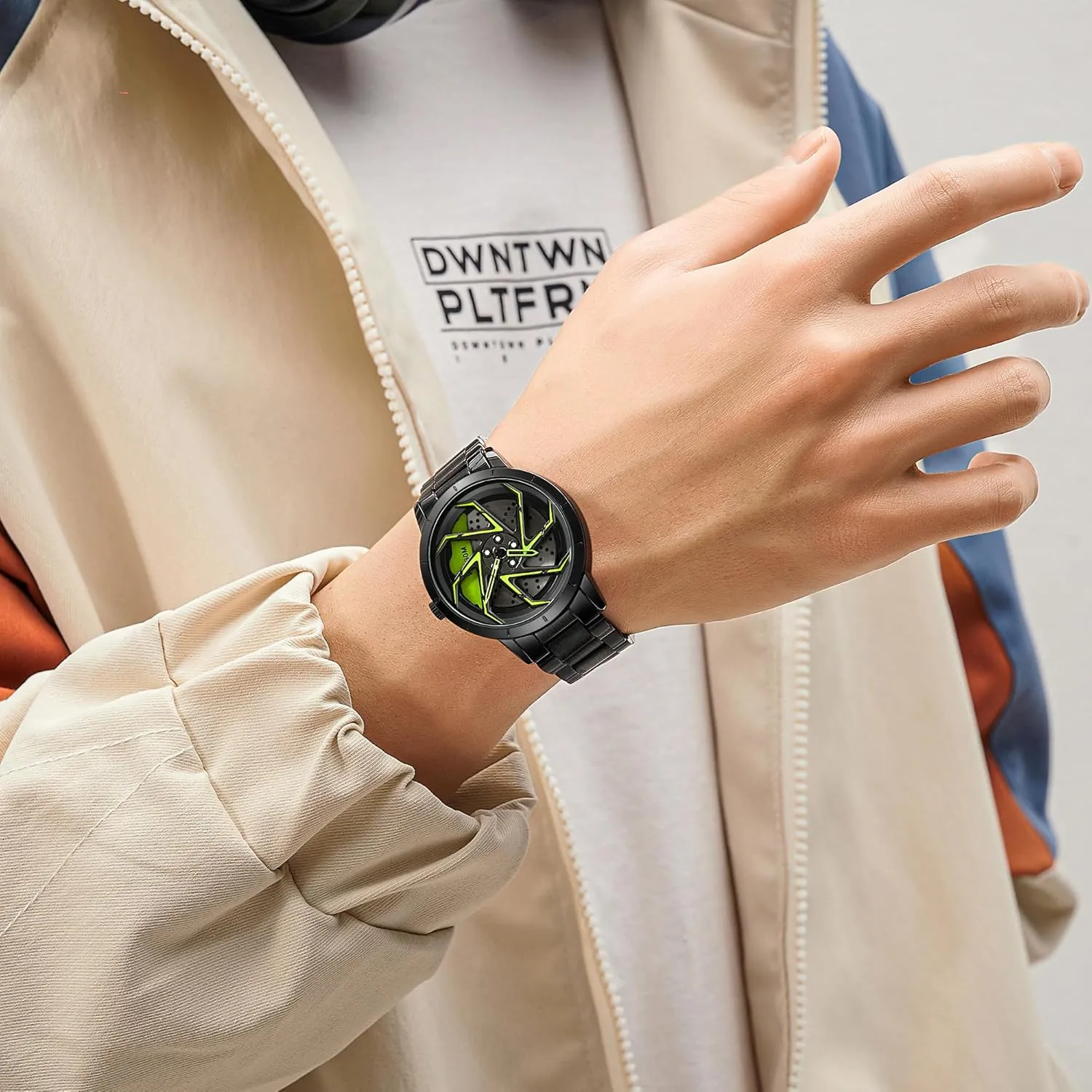 Waterproof Watch Gosasa Men Racing uncertainty boredom strain virtuous stretcher Watches Rotatable Car Rim Wheel hub Design Sports Watches Stainless Steel 