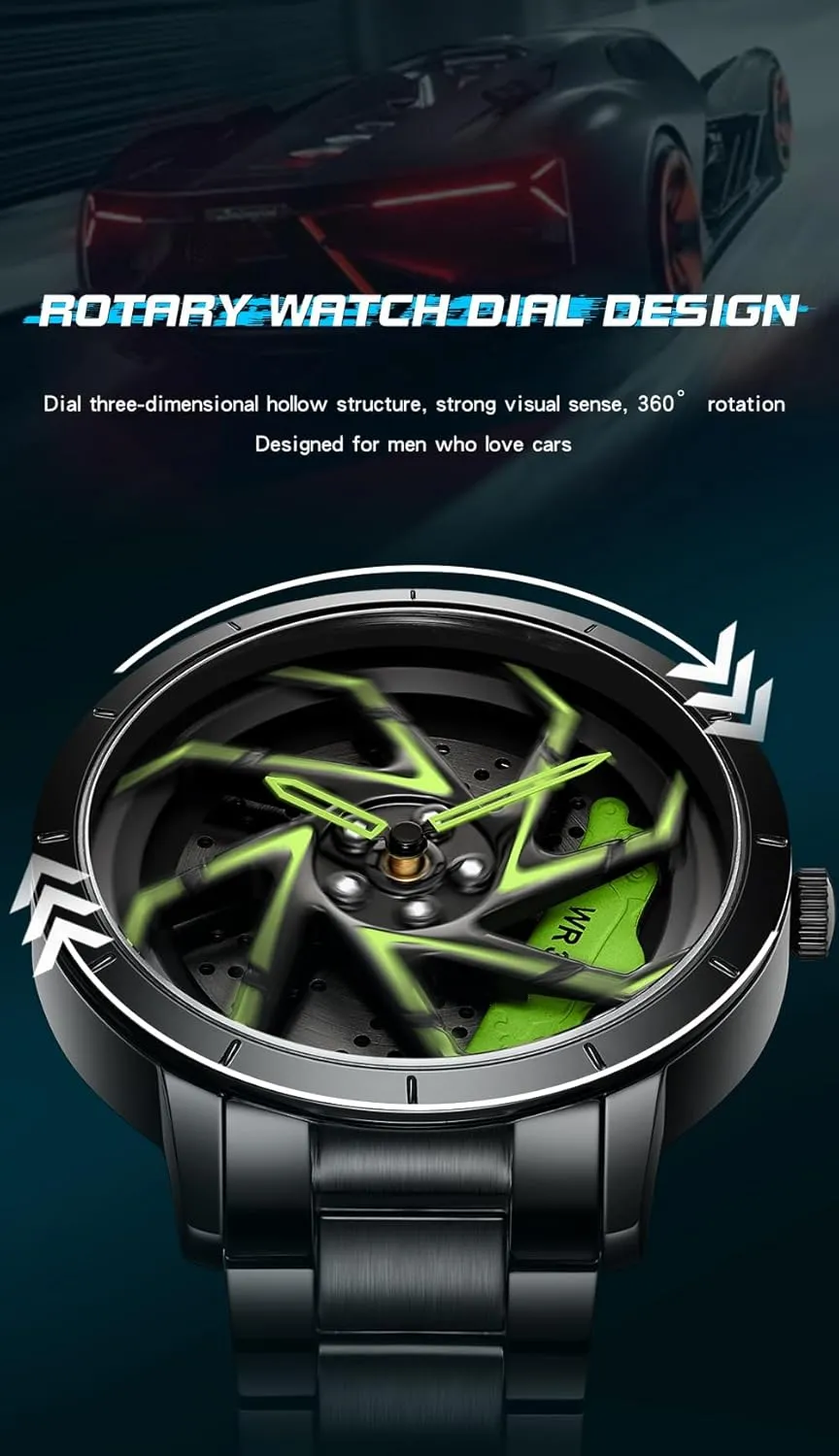 Waterproof Watch Gosasa Men Racing uncertainty boredom strain virtuous stretcher Watches Rotatable Car Rim Wheel hub Design Sports Watches Stainless Steel 