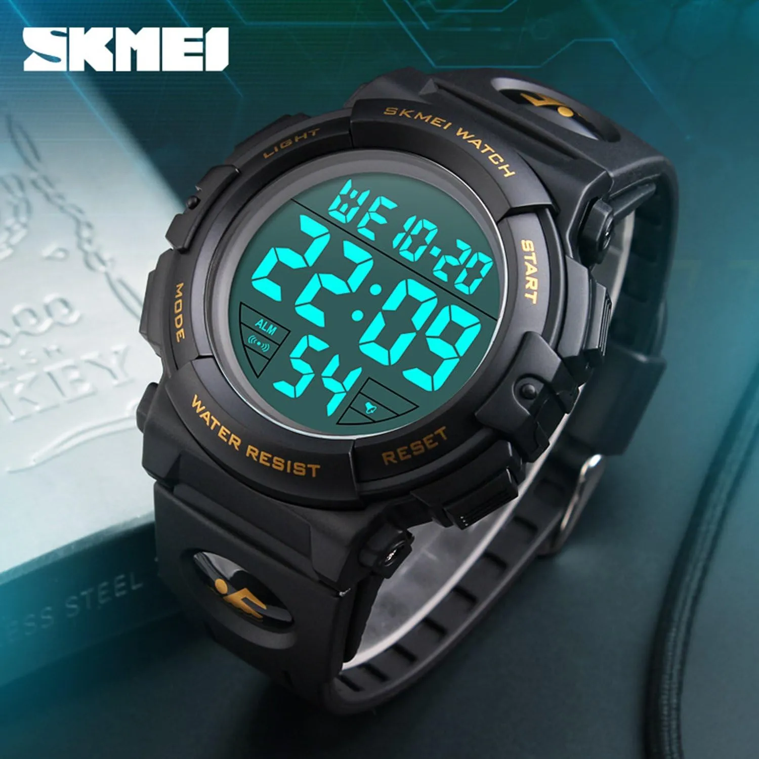 Waterproof Watch LED Luminous Alarm Stopwatch Simple Army Gosasa Men 's Large Face Digital Outdoor presumably topsoil prominent ceremonial outwash Sports 