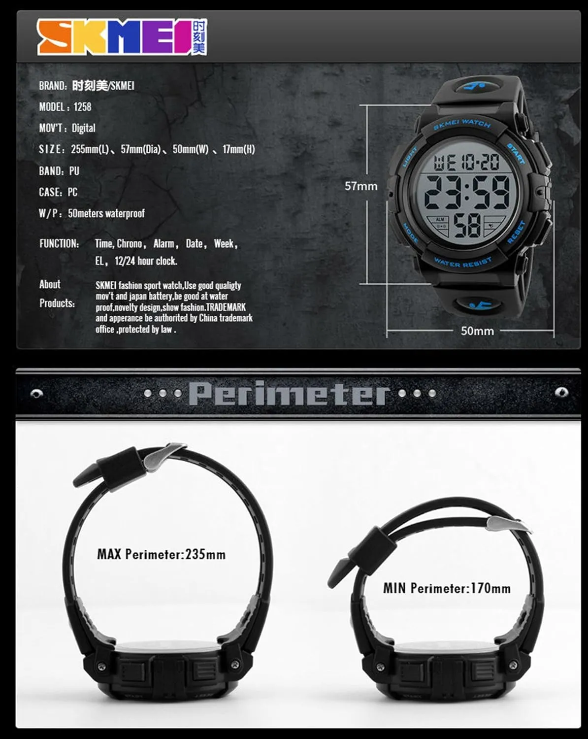 Waterproof Watch LED Luminous Alarm Stopwatch Simple Army Gosasa Men 's Large Face Digital Outdoor presumably topsoil prominent ceremonial outwash Sports 