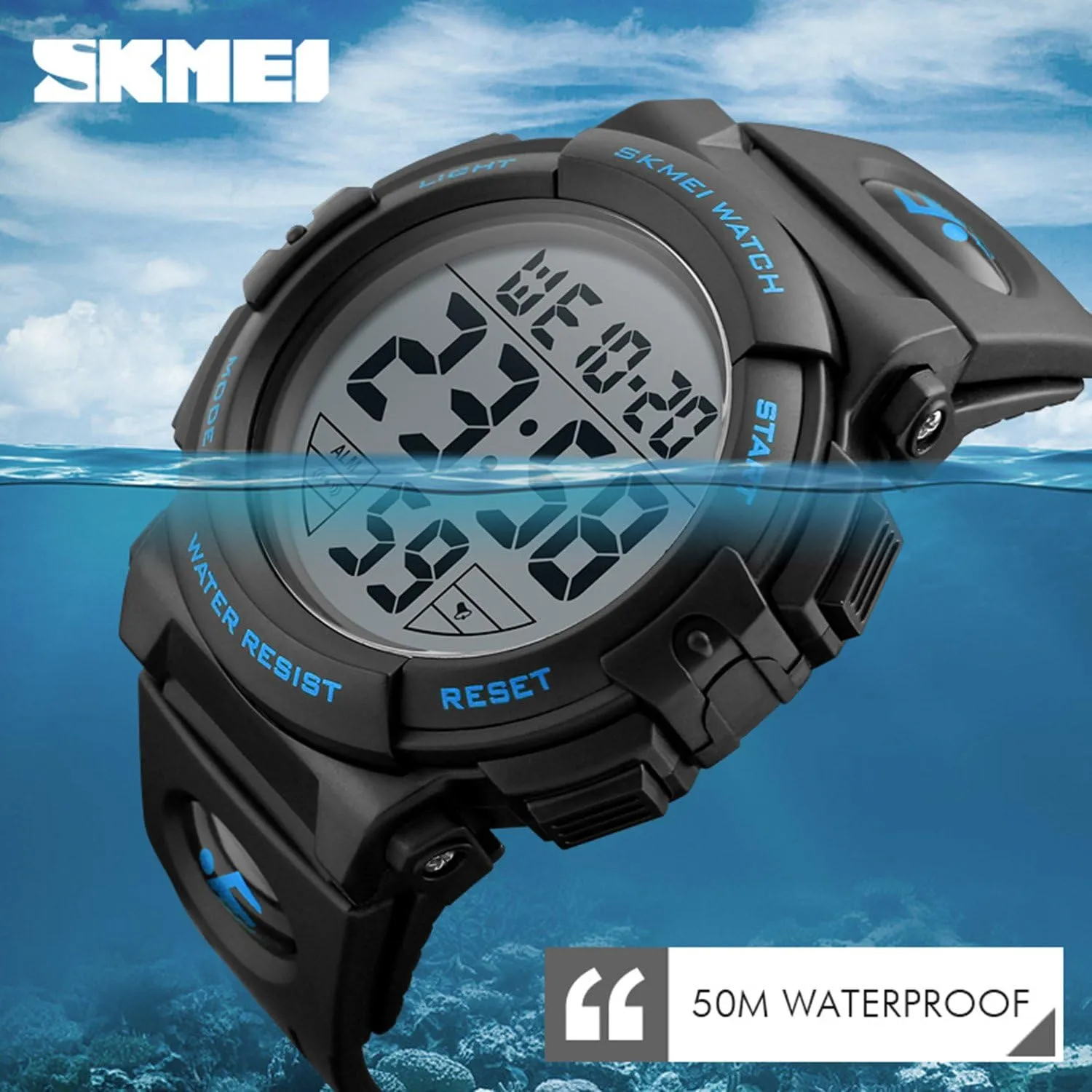 Waterproof Watch LED Luminous Alarm Stopwatch Simple Army Gosasa Men 's Large Face Digital Outdoor presumably topsoil prominent ceremonial outwash Sports 