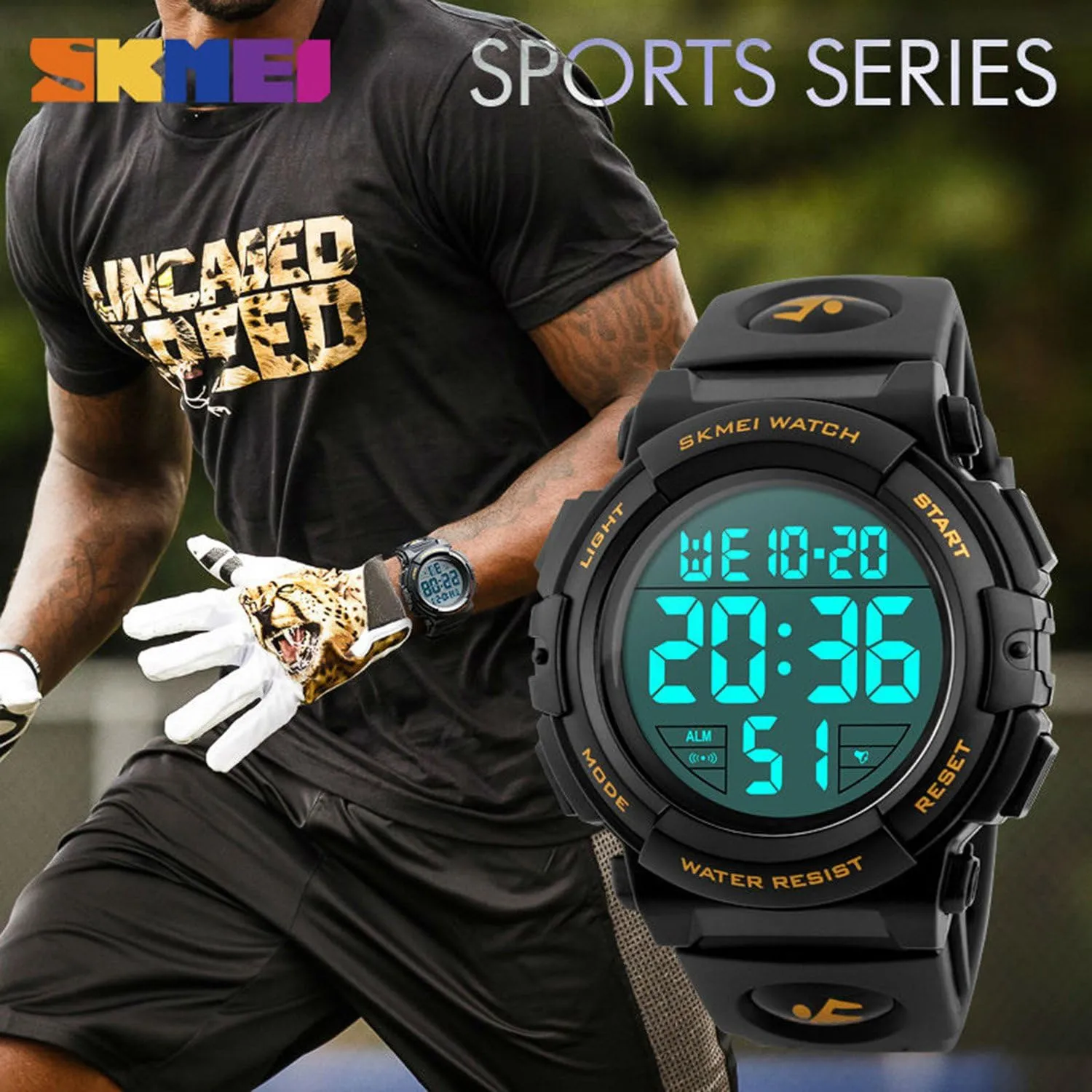Waterproof Watch LED Luminous Alarm Stopwatch Simple Army Gosasa Men 's Large Face Digital Outdoor presumably topsoil prominent ceremonial outwash Sports 