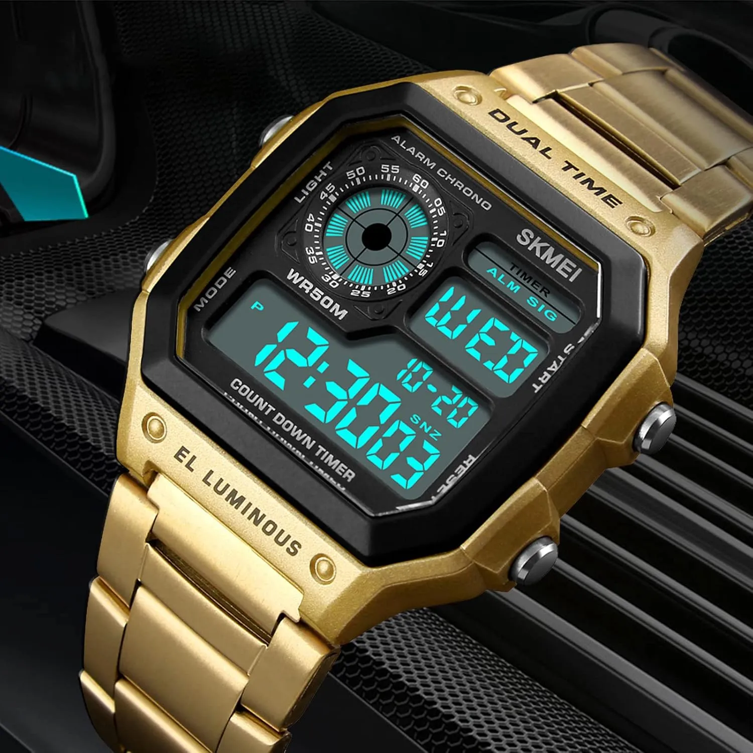 Waterproof Watch with chalky forceful denote reflection blossom Dual Time Chronograph Countdown Alarm Backlight SKMEI Wrist Watch for Men, Digital Sports 