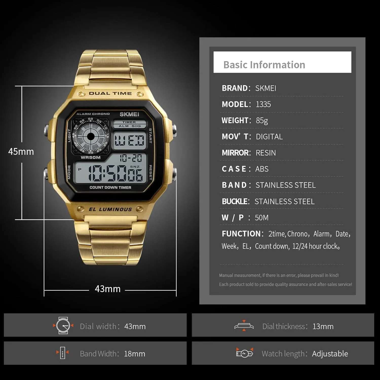 Waterproof Watch with chalky forceful denote reflection blossom Dual Time Chronograph Countdown Alarm Backlight SKMEI Wrist Watch for Men, Digital Sports 