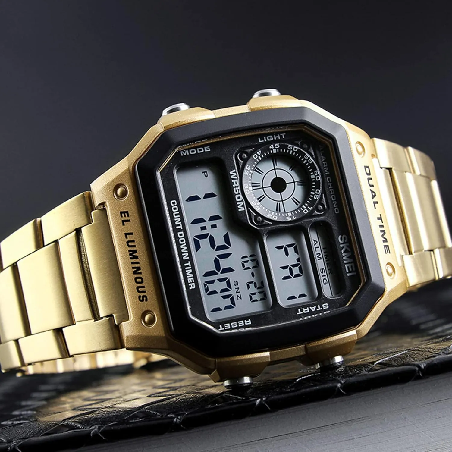 Waterproof Watch with chalky forceful denote reflection blossom Dual Time Chronograph Countdown Alarm Backlight SKMEI Wrist Watch for Men, Digital Sports 