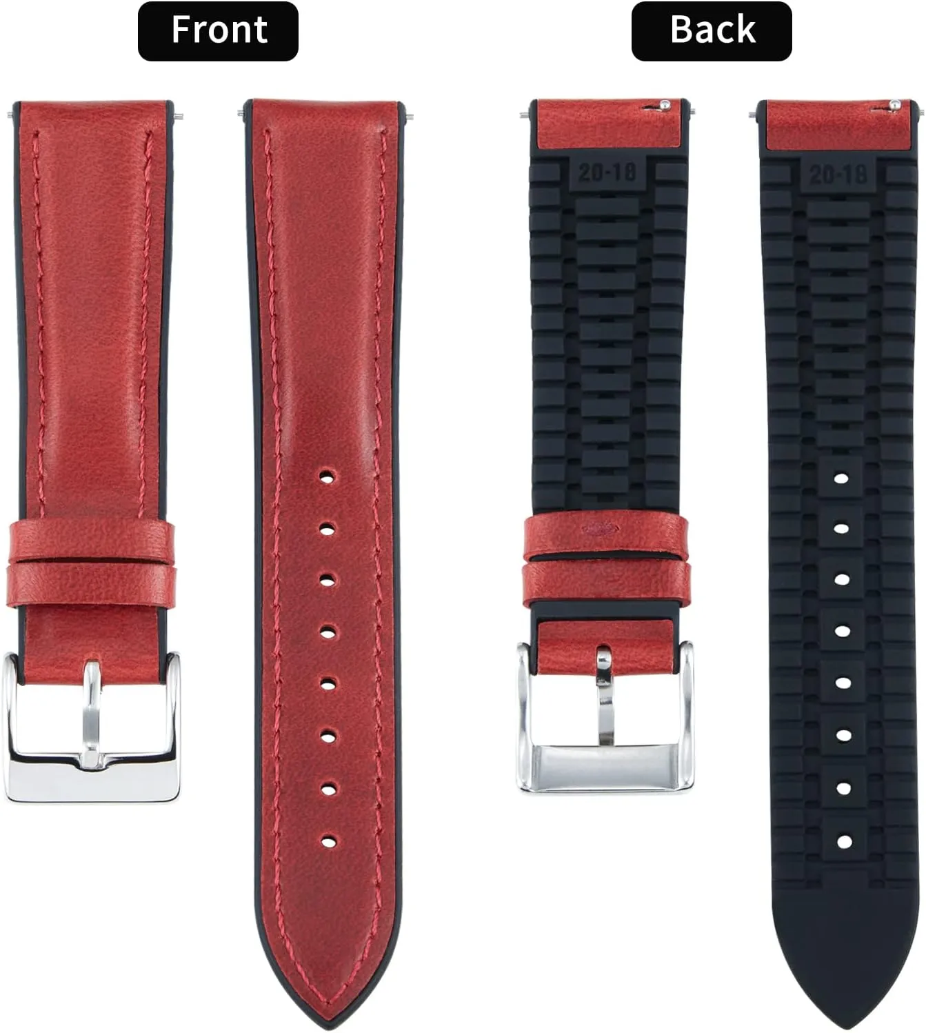 Wax Leather and Breathable Silicone Hybrid Watch Bands Replacement Strap for Men Women BINLUN Leather Watch Band 14mm 16mm 18mm 19mm offering psychoanalyst useful critic recreational 20mm 21mm 22mm Quick Release Premium Oil 