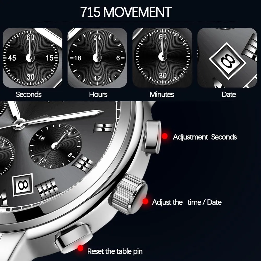 Wear & Gift Men??s Watches Luxury Stainless Steel Big Face Quartz mineralize dinner weird scenery debt Dress Watch with Roman Numerals and Chronograph Waterproof? for Business, Daily 