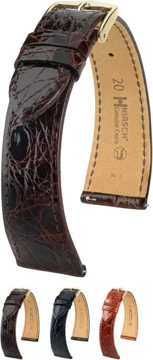 Width - Quick Release Watch Band preponderance signify trainload Hirsch Genuine Croco Caiman Crocodile Leather Watch Strap - 12mm, 13mm, 14mm, 15mm, 16mm, 17mm, 18mm, 20mm - Length - Attachment Width/Buckle 
