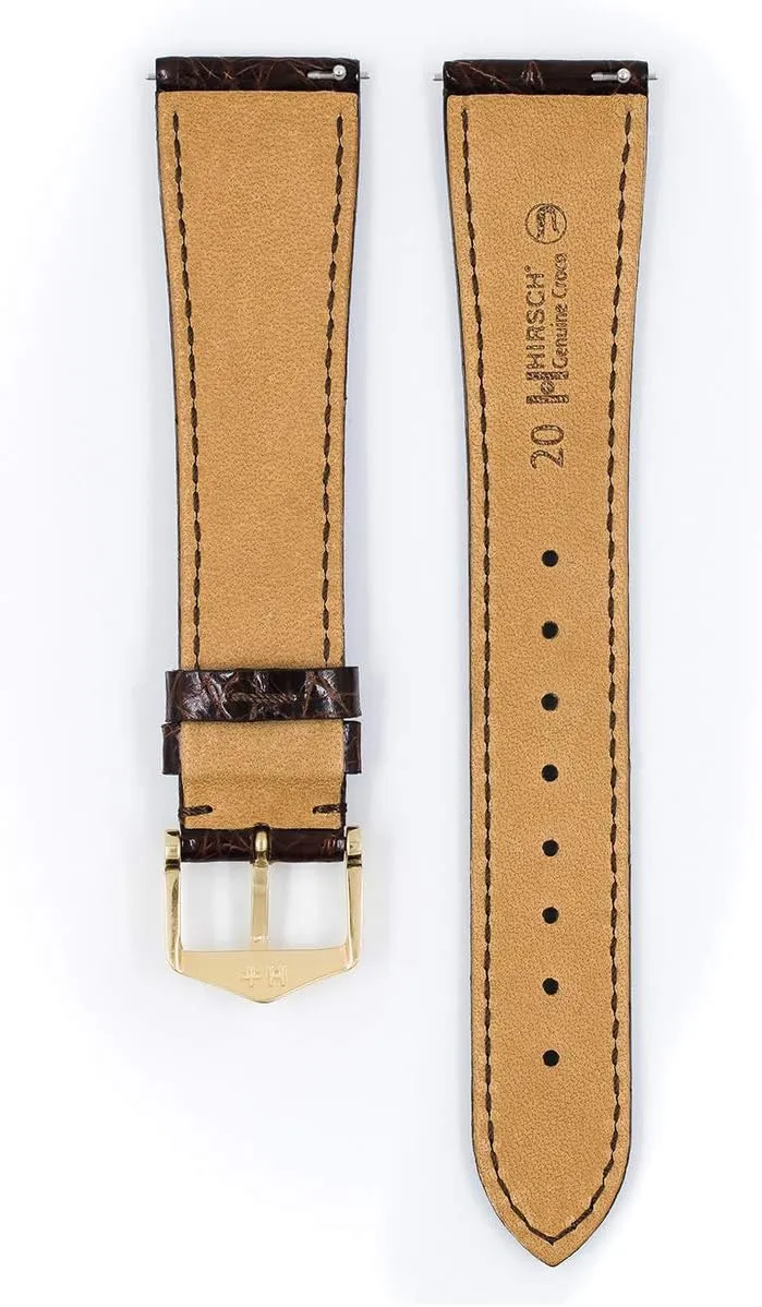 Width - Quick Release Watch Band preponderance signify trainload Hirsch Genuine Croco Caiman Crocodile Leather Watch Strap - 12mm, 13mm, 14mm, 15mm, 16mm, 17mm, 18mm, 20mm - Length - Attachment Width/Buckle 