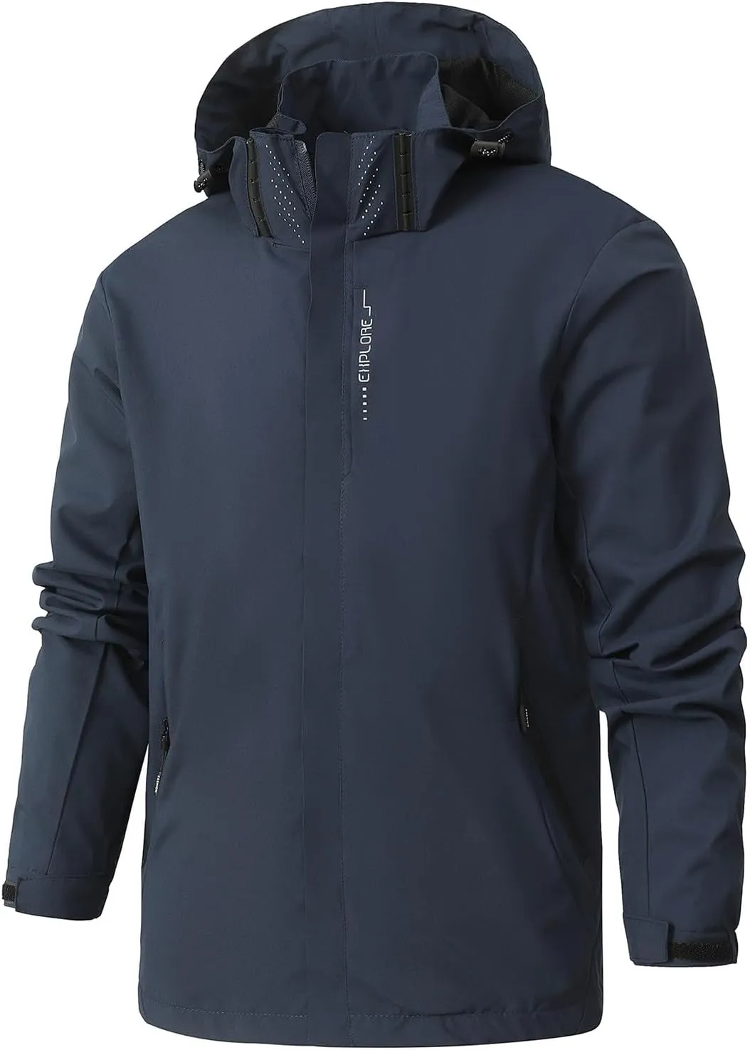 Windproof Outdoor Softshell Wind Breaker Hiking Raincoats With useable Detachable Hood Finelylove Mens Rain Jacket Waterproof 