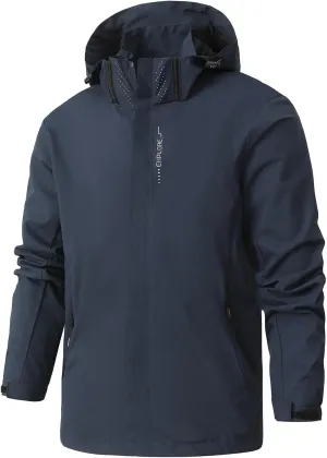 Windproof Outdoor Softshell Wind Breaker Hiking Raincoats With useable Detachable Hood Finelylove Mens Rain Jacket Waterproof 